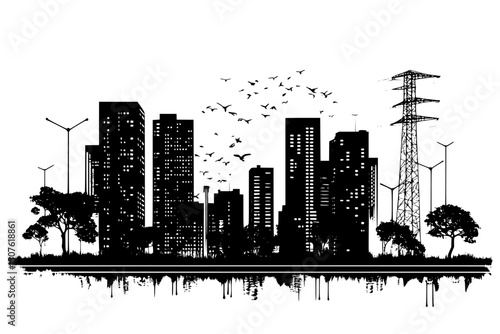 Urban planning meeting about quiet zones, vector graphic