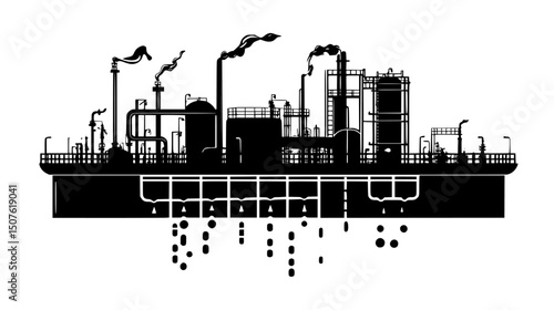Wastewater treatment plant filtering contaminants, vector design