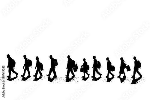 Workers transitioning between industries, vector illustration art