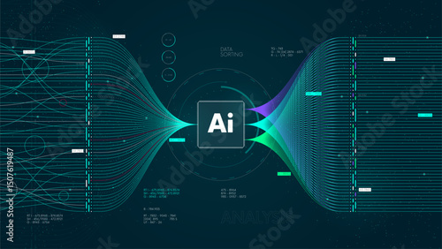 Big data technology and network analyzing, AI deep learning machine learning algorithm technology for artificial intelligence, Vector visualization information stream analysis, machine data sorting