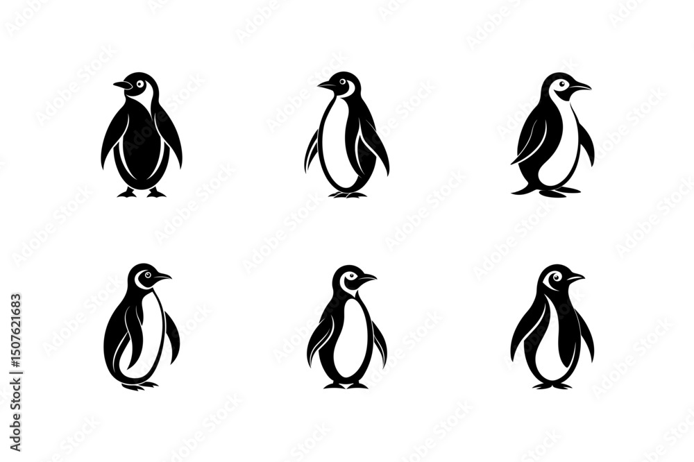 Obraz premium create a penguin vector silhouette style solid black