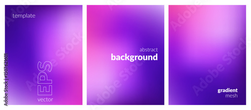 Abstract liquid background set. Gradient mesh. Effect bright color blend. Blurred fluid colorful mix. Modern design template for web covers, ad banners, posters, brochures, flyers. Vector image EPS