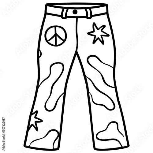 Tie-Dye Pants with Peace Icons 