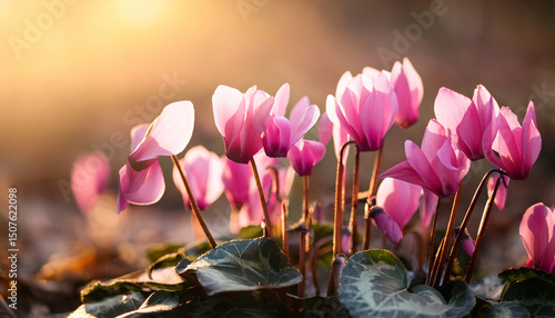 delicate cyclamen petals unfurl in warm sunlight nature cyclamen