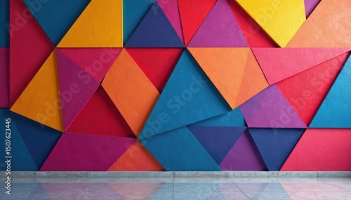 Geometric shapes in repeating sequence on wall, simple, polygons, graphic
