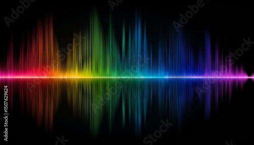 rainbow colored gradient soundwave flowing on black background