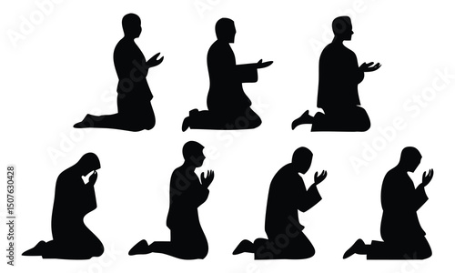 Black vector icon set of women in yoga poses
