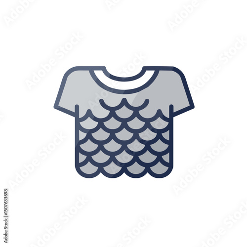 Medieval chainmail icon on transparent background, represents armor for knights. Minimalistic vector icon, linear gradient. Modern flat design style for interfaces and web design on the theme of the M