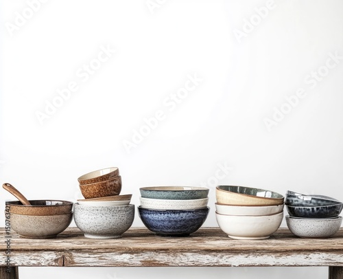 Stacked Ceramic Bowls for Table Setting