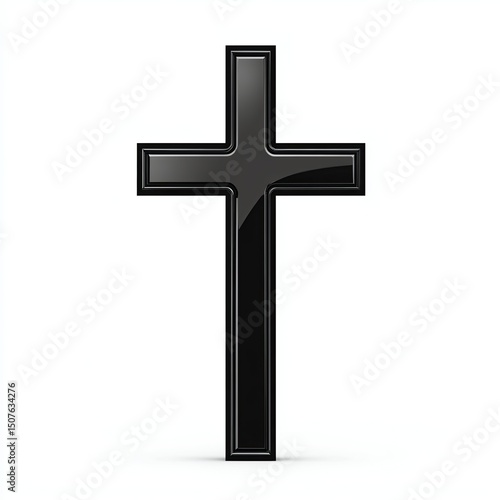 Elegant black cross symbol on white background.