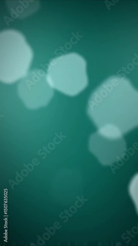 Abstract Teal Bokeh Background Soft, Blurred Lights on Dark Green