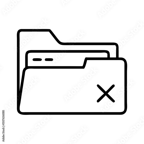 Folder icon with a deletion symbol in minimal flat design  