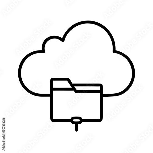 Cloud storage icon with folder beneath a cloud outline  