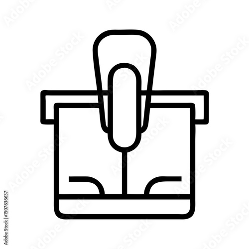Simple line drawing of a clamp tool in a minimalist style  