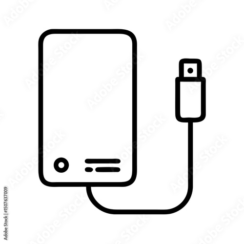 External battery charger with USB cable connected  