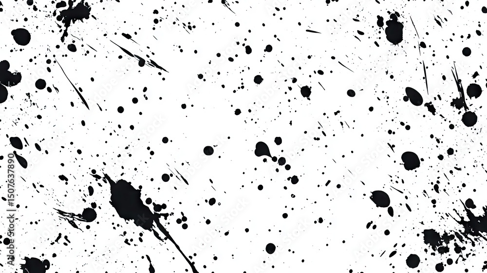 Obraz premium Abstract ink splatter pattern on white background.