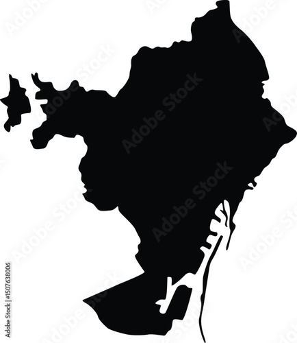 Map of Barcelona Spain Silhouette Flat Design