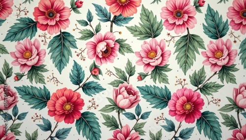 Intricate floral motifs create a delicate and elegant repeating design for various applications , background, graphics