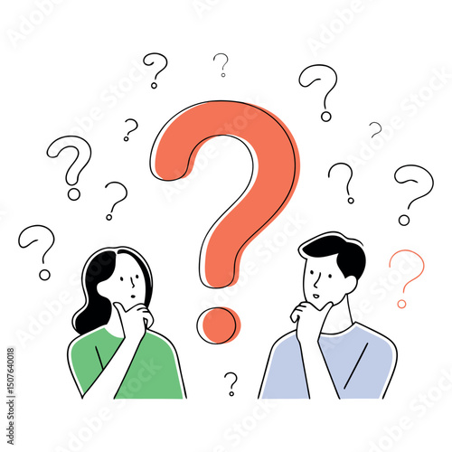 Question Illustration People Thinking Concept Vector