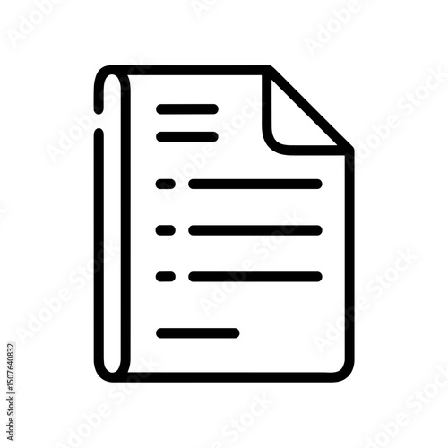 Document with multiple lines and flagged corner for revision  