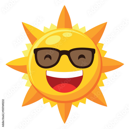 Happy Summer Sun With Sunglasses Cartoon Vector Illustration