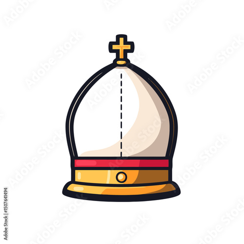 Mitre icon features a simple flat cartoon design suitable for religious representation and artistic projects in various contexts