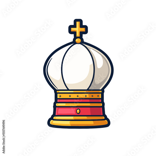 Simple flat cartoon icon of a mitre designed in a colorful and playful style, perfect for various creative projects and applications