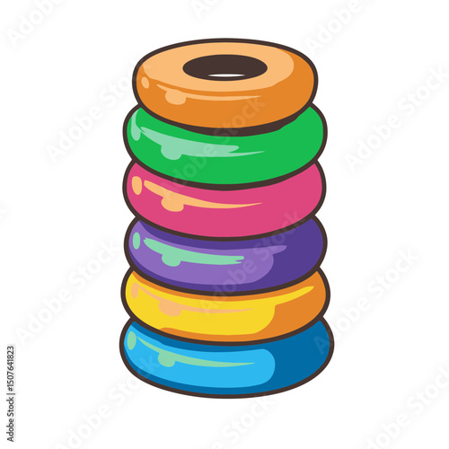 Colorful stacking rings toy icon featuring vibrant rings arranged in a neat stack