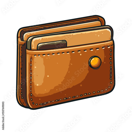Stylish cartoon wallet icon featuring simple flat design with minimalistic details for modern applications