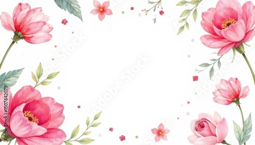 Delicate watercolor floral pattern on white background, greeting card, pattern, art