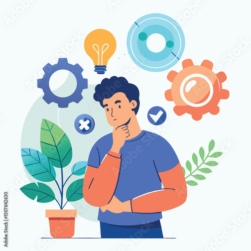 Thinking Process Vector Illustration Idea Solution Concept