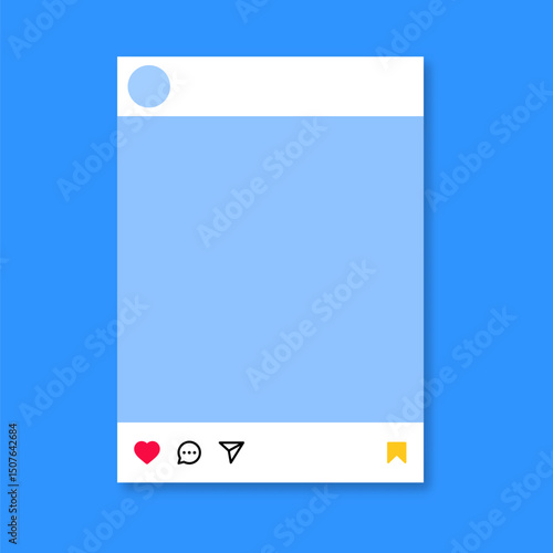 social media post mockup vector like, love, heart, icon symbol. social network carousel post template photos frame, feed web post mock up. mobile app interface template