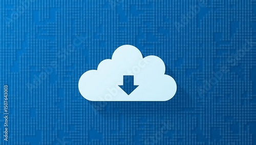 Download from Cloud service, simple vector illustration with blue backdrop