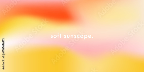 Abstract sunny summer sky gradient background. Soft heatwave. Sunlight vector texture. Aesthetic orange, pink and yellow gradations. Sunny day wide banner. Soft sunscape horizontal bg