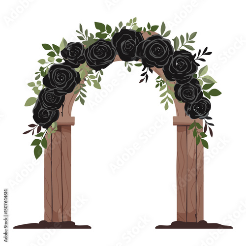 Black rose wedding arch for gothic theme
