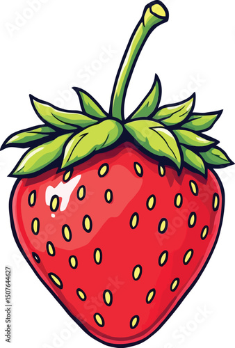 Isolated strawberry drawing vector illustration fresh fruit red berry sweet food healthy organic cartoon art