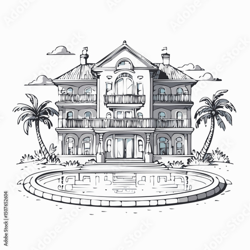 Vector Image: Artist's Rendition of Estate Home (15)