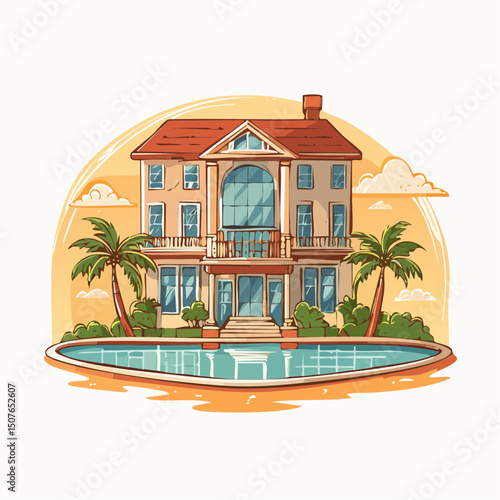 Vector Image: Artist's Rendition of Estate Home (16)