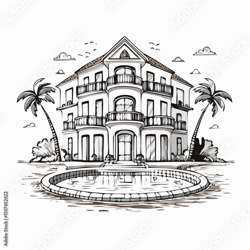 Vector Image: Artist's Rendition of Estate Home (20)