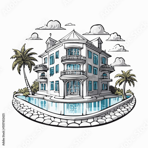 Vector Image: Artist's Rendition of Estate Home (19)
