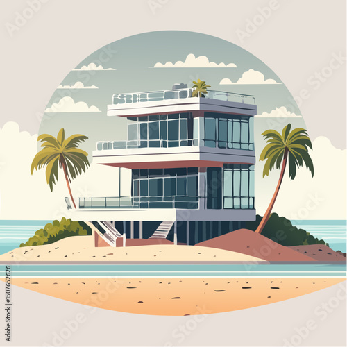 Vector Image: Artist's Rendition of Beach Estate Home (22)