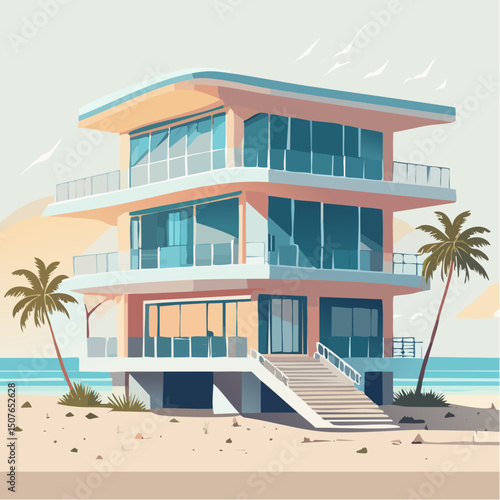 Vector Image: Artist's Rendition of Beach Estate Home (21)