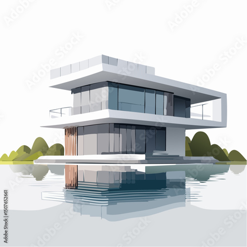 Vector Image: Artist's Rendition of Estate Home (34)