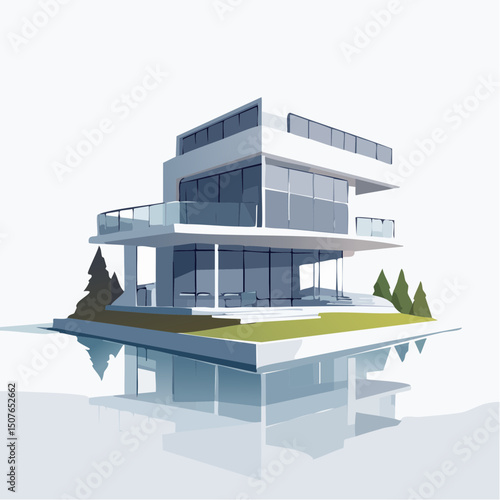 Vector Image: Artist's Rendition of Estate Home (35)
