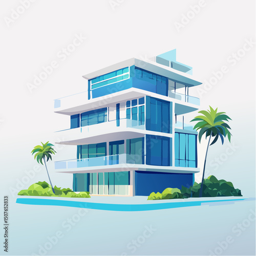 Vector Image: Artist's Rendition of Estate Home (92_