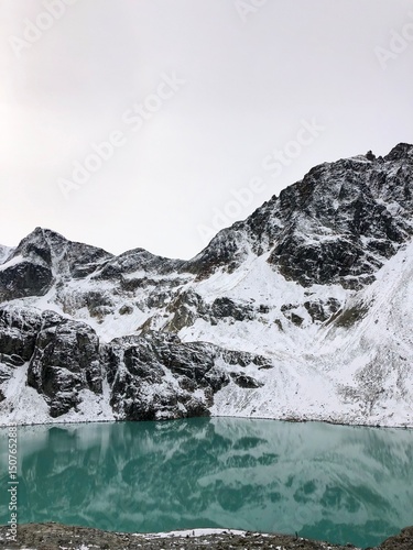 Glacier lake in the mountains