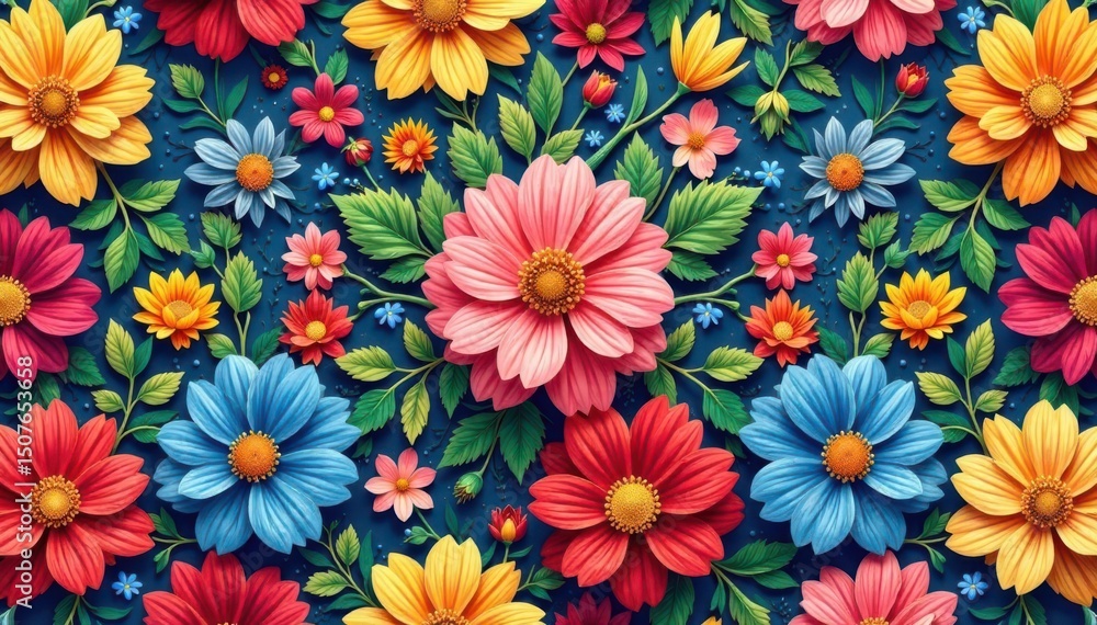 Intricate floral design, repeating seamlessly , ornate, botanical, tileable