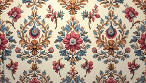 Elegant floral damask textile pattern in muted tones , decor, luxury