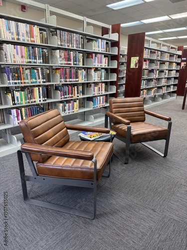 Public Library Stacks and Seating Area