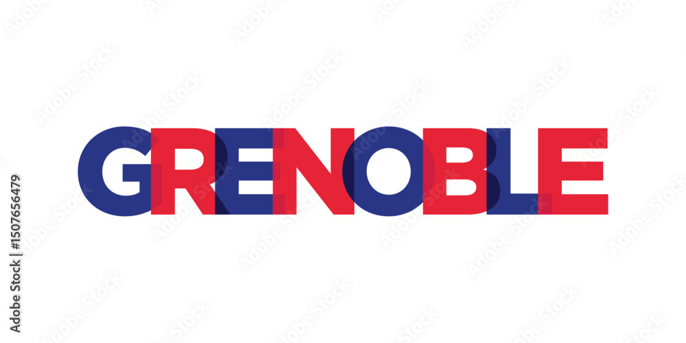 Fototapeta premium Grenoble in the France emblem. The design features a geometric style, vector illustration with bold typography in a modern font. The graphic slogan lettering.